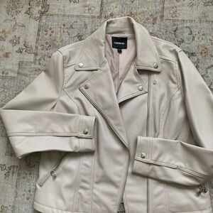Express Women's Beige Leather Jacket
